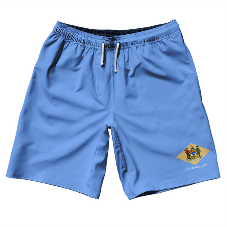 Delaware US State Flag 10" Swim Shorts Made in USA - Light Blue