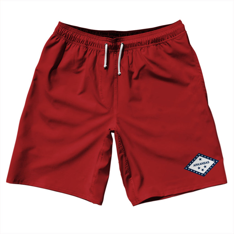 Arkansas US State Flag 10" Swim Shorts Made in USA - Red
