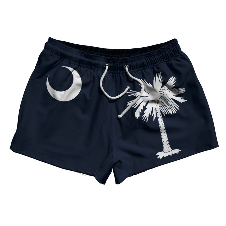 South Carolina US State Flag 2.5" Swim Shorts Made in USA - Black