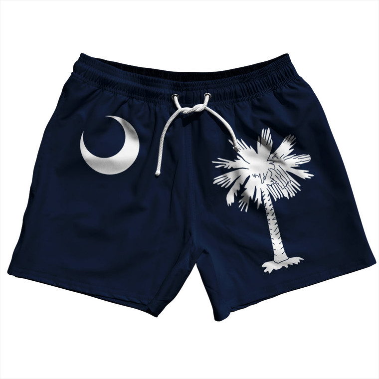 South Carolina US State Flag 5" Swim Shorts Made in USA - Black
