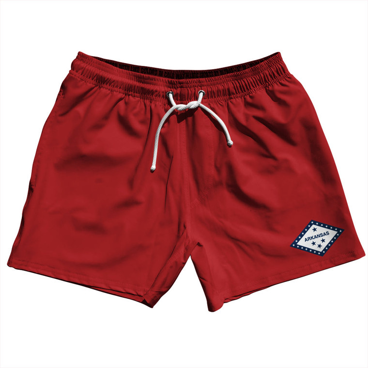 Arkansas US State Flag 5" Swim Shorts Made in USA - Red