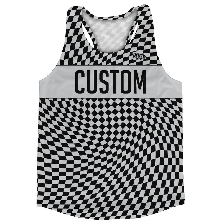 Warped Checkerboard Custom Running Track Tops Made In USA - Grey Medium And Black