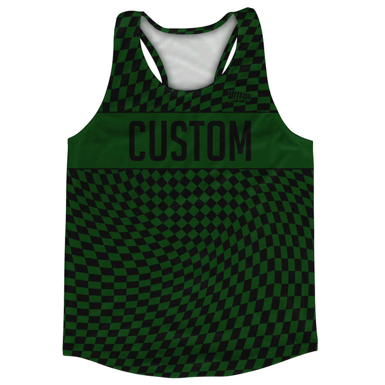 Warped Checkerboard Custom Running Track Tops Made In USA - Green Forest And Black