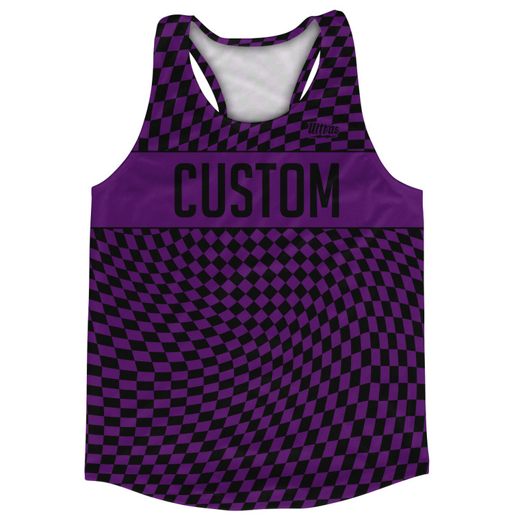Warped Checkerboard Custom Running Track Tops Made In USA - Purple Medium And Black