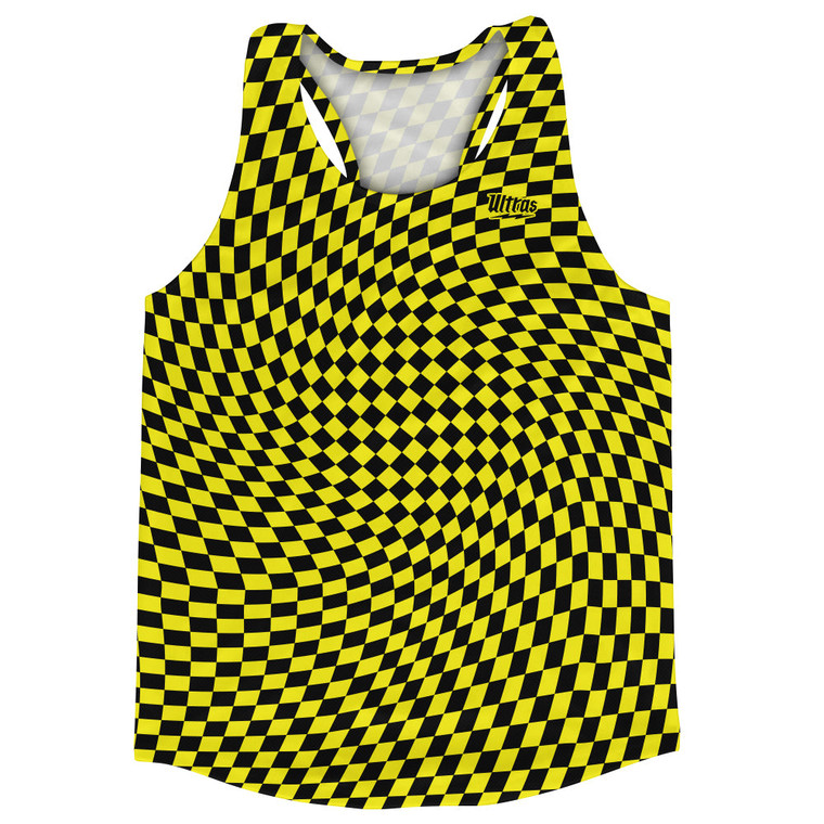 Warped Checkerboard Running Track Tops Made In USA - Yellow Bright And Black