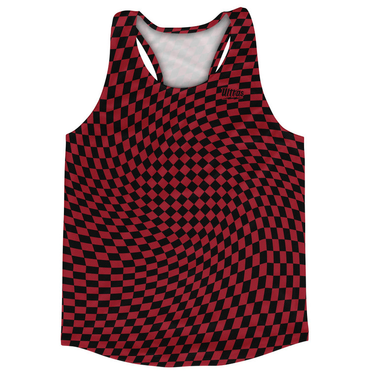 Warped Checkerboard Running Track Tops Made In USA - Red Cardinal And Black