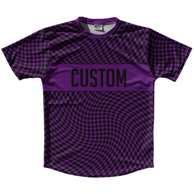 Warped Checkerboard Custom Running Shirt Track Cross Made In USA - Purple Medium And Black