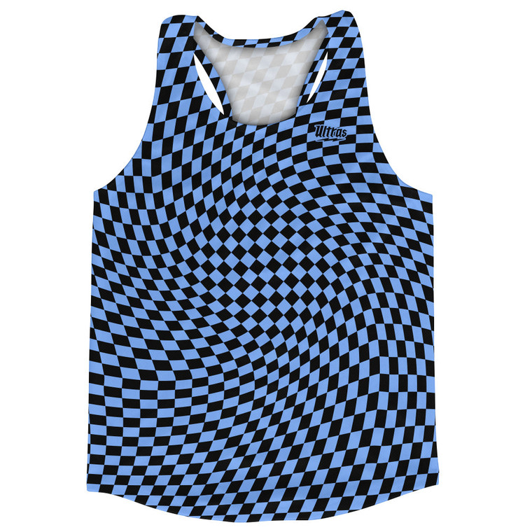 Warped Checkerboard Running Track Tops Made In USA - Blue Carolina And Black