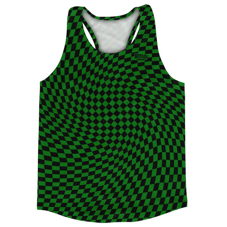 Warped Checkerboard Running Track Tops Made In USA - Green Kelly And Black