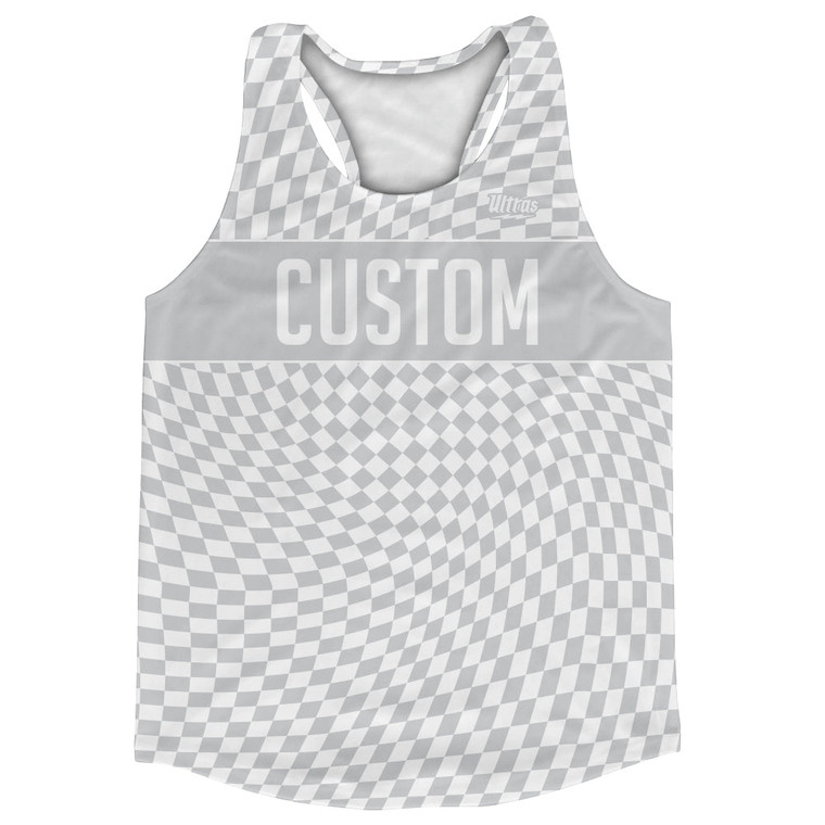 Warped Checkerboard Custom Running Track Tops Made In USA - Grey Medium And White
