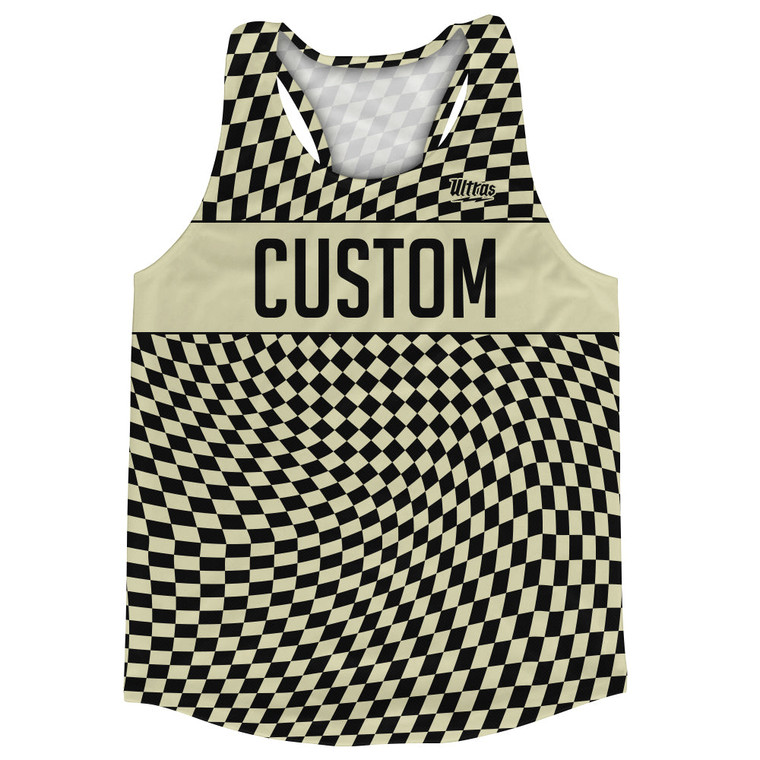 Warped Checkerboard Custom Running Track Tops Made In USA - Vegas Gold And Black