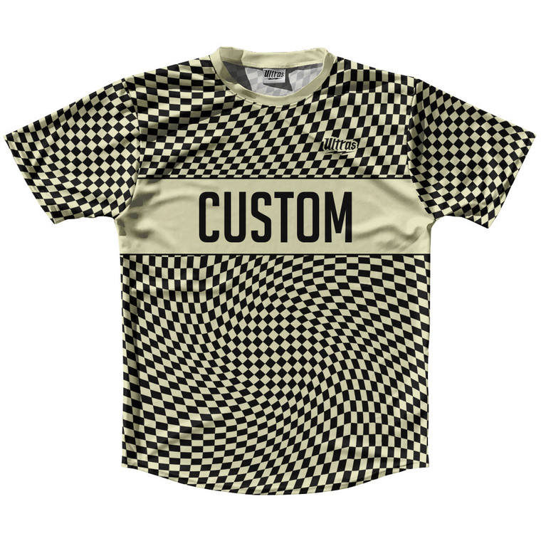 Warped Checkerboard Custom Running Shirt Track Cross Made In USA - Vegas Gold And Black
