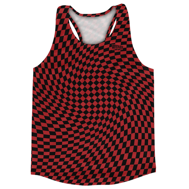 Warped Checkerboard Running Track Tops Made In USA - Red Dark And Black