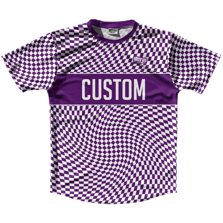 Warped Checkerboard Custom Running Shirt Track Cross Made In USA - Purple Medium And White