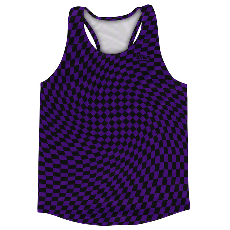 Warped Checkerboard Running Track Tops Made In USA - Purple Lakers And Black