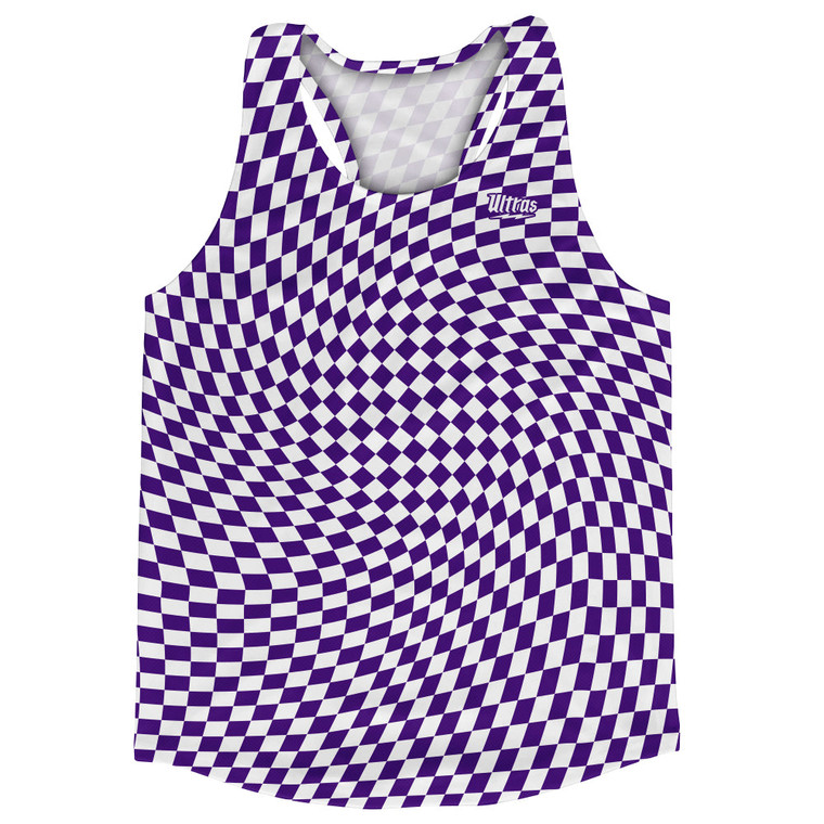 Warped Checkerboard Running Track Tops Made In USA - Purple Lakers And White
