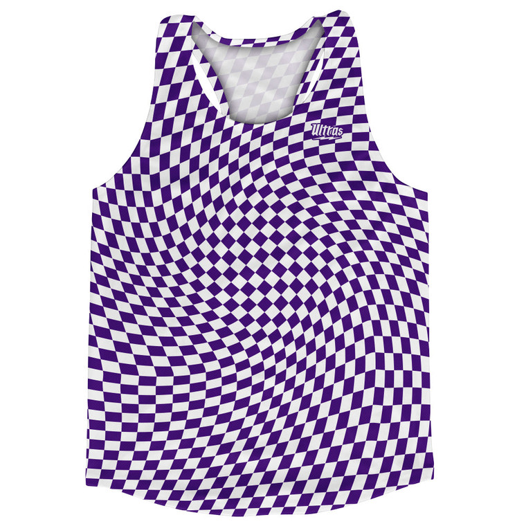 Warped Checkerboard Running Track Tops Made In USA - Purple Lakers And White