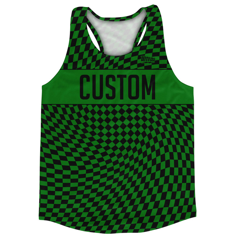 Warped Checkerboard Custom Running Track Tops Made In USA - Green Kelly And Black