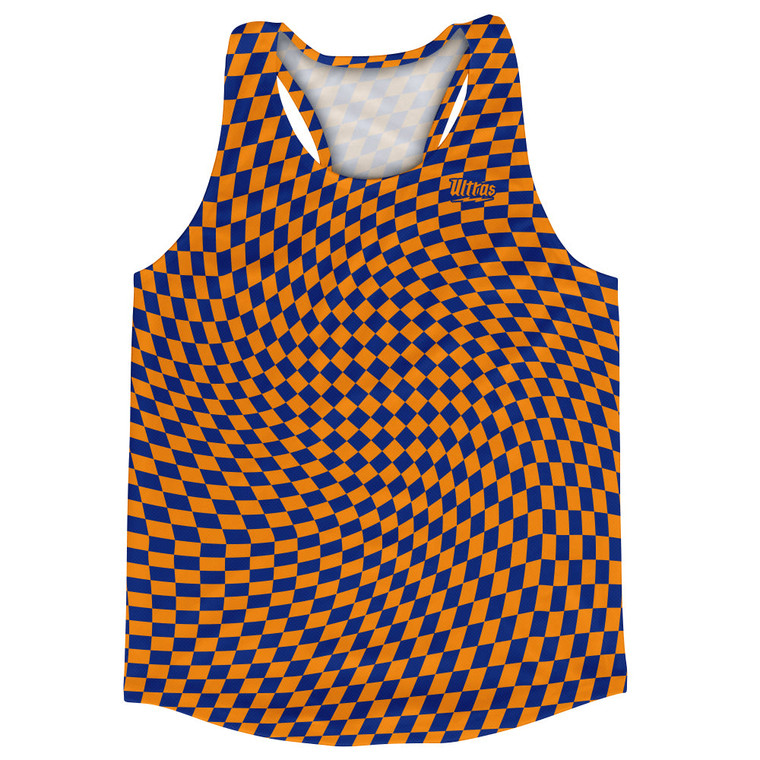 Warped Checkerboard Running Track Tops Made In USA - Blue Royal And Tennessee Orange