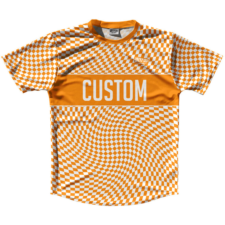 Warped Checkerboard Custom Running Shirt Track Cross Made In USA - Orange Tennessee And White