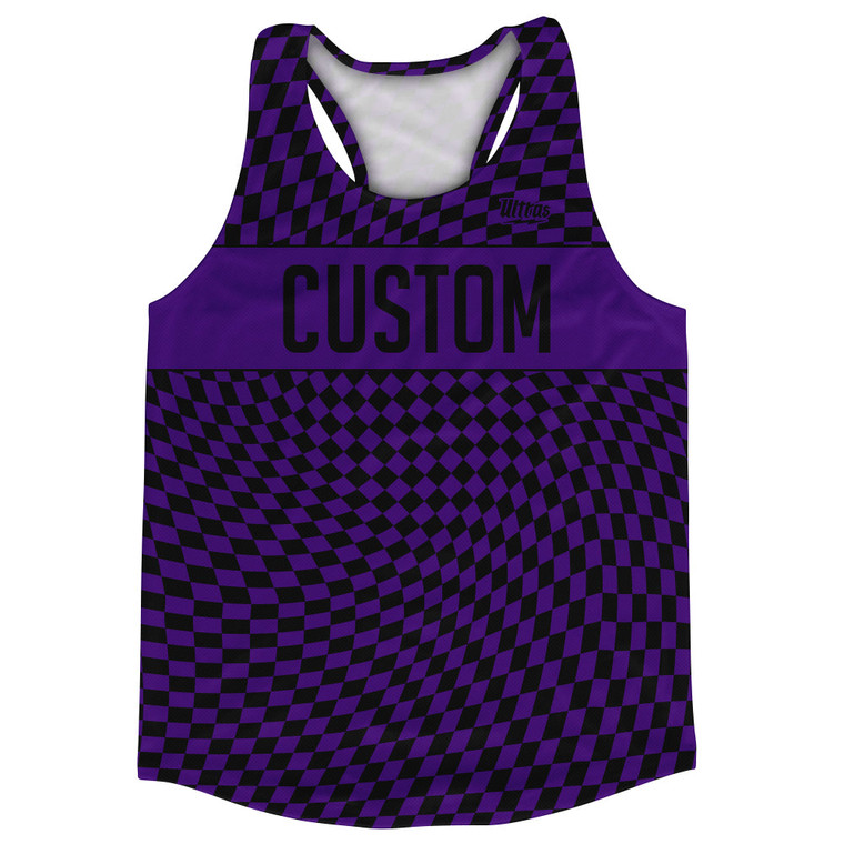 Warped Checkerboard Custom Running Track Tops Made In USA - Purple Lakers And Black