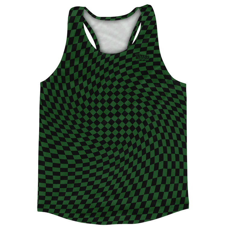 Warped Checkerboard Running Track Tops Made In USA - Green Hunter And Black