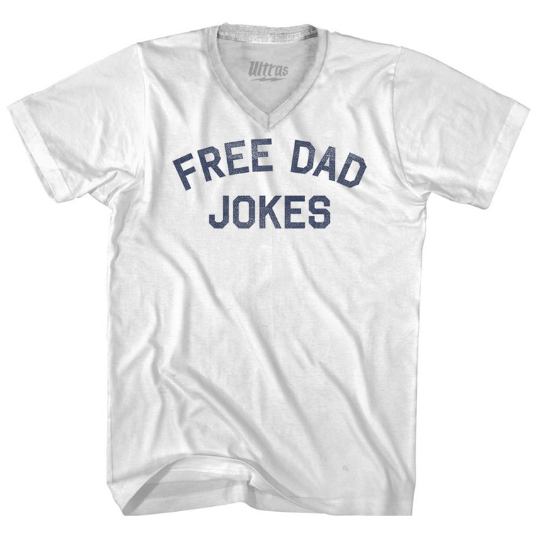 Free Dad Jokes Adult Tri-Blend V-neck T-shirt - White