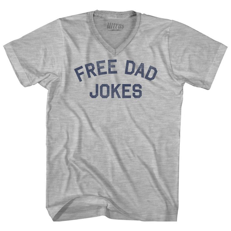 Free Dad Jokes Adult Cotton V-neck T-shirt - Grey Heather