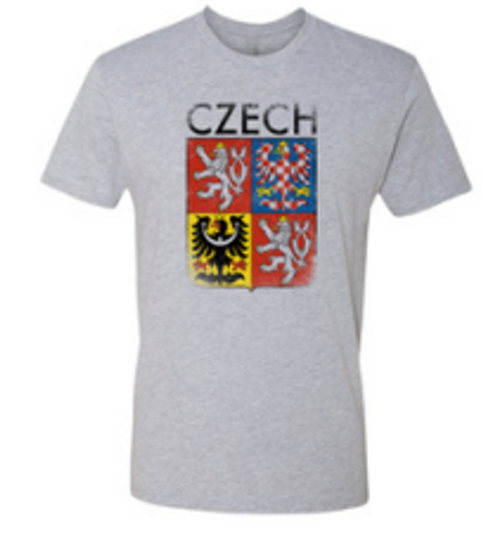 Czech Crest- Heather Grey- Adult 2X-LARGE T-shirt- Final Sale Z55