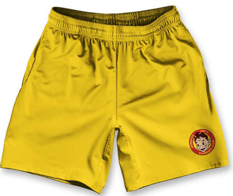 Adult X-LARGE- Average Joes Gym Logo Yellow Athletic Running Fitness Exercise Shorts 7" Inseam- Final Sale SXL3