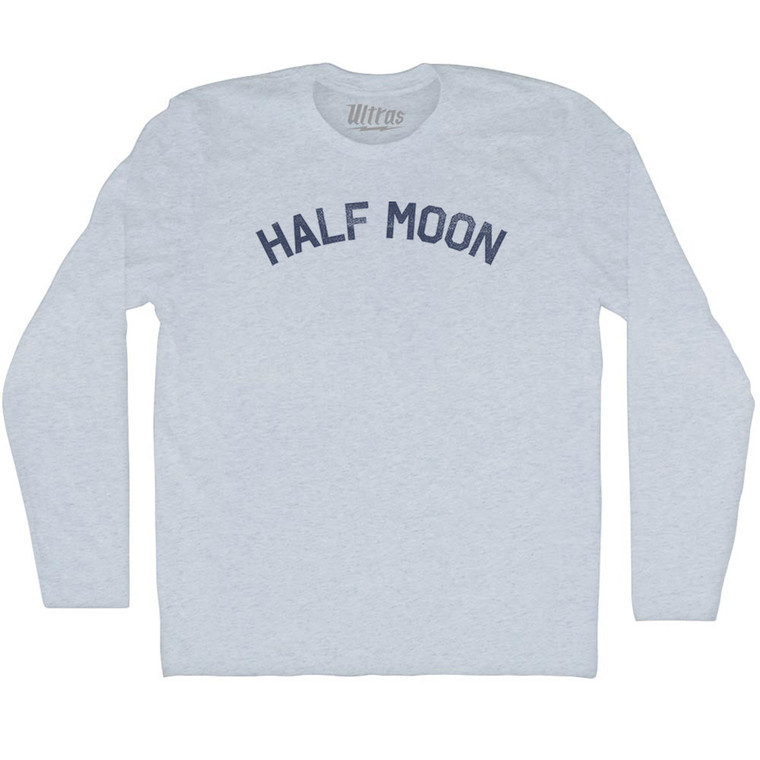 Half Moon Adult Tri-Blend Long Sleeve T-shirt - Athletic White