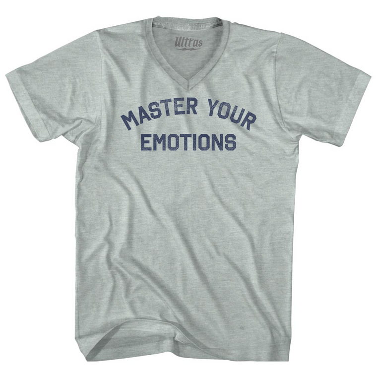 Master Your Emotions Adult Tri-Blend V-neck T-shirt - Athletic Cool Grey