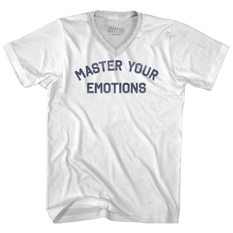 Master Your Emotions Adult Tri-Blend V-neck T-shirt - White