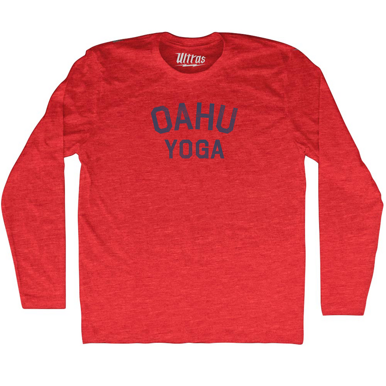 Oahu Yoga Adult Tri-Blend Long Sleeve T-shirt - Athletic Red