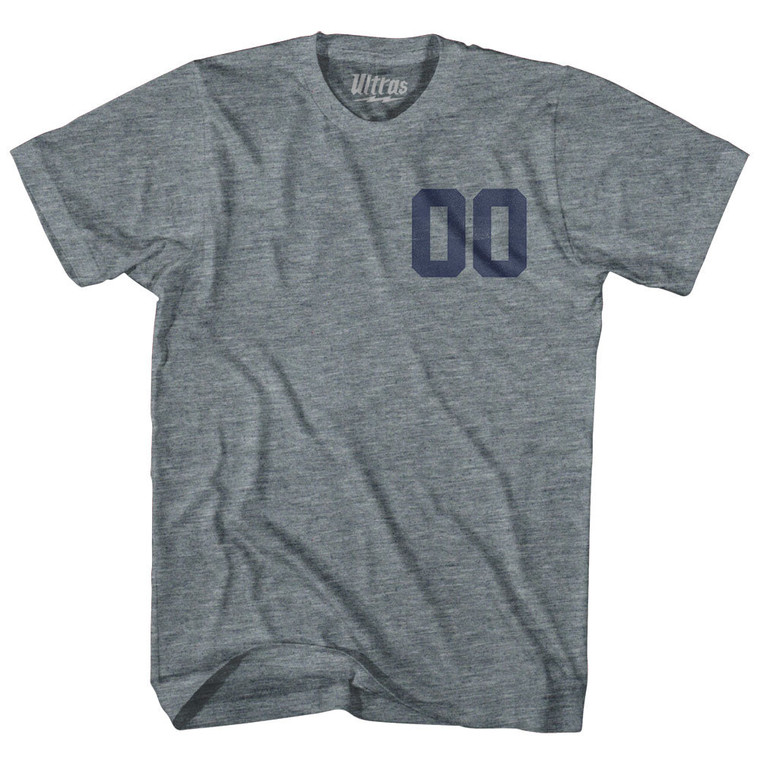 Custom Left Chest Number On Front And Name Over Number Back Game Top Adult Tri-Blend T-shirt - Athletic Grey