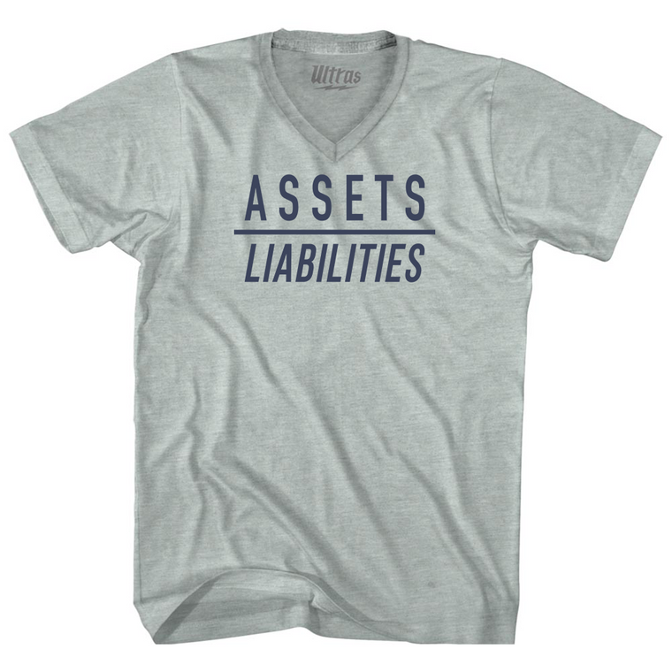 Assets Over Liabilities Adult Tri-Blend V-neck T-shirt - Athletic Cool Grey