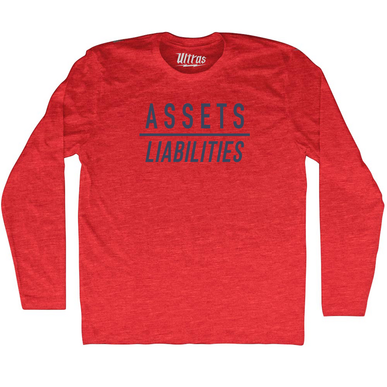Assets Over Liabilities Adult Tri-Blend Long Sleeve T-shirt - Athletic Red