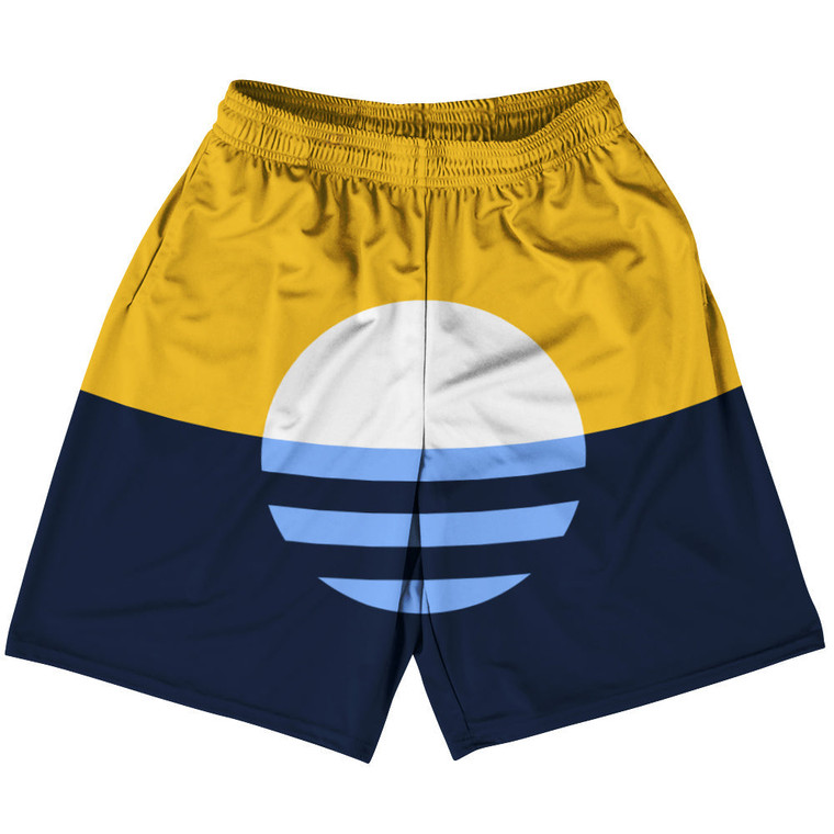 Milwaukee Flag Lacrosse Shorts Made In USA - Yellow Navy