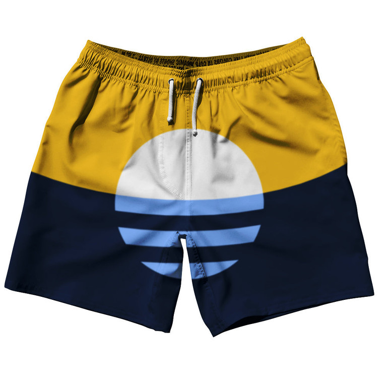 Milwaukee Flag Swim Shorts 7" Made in USA - Yellow Navy