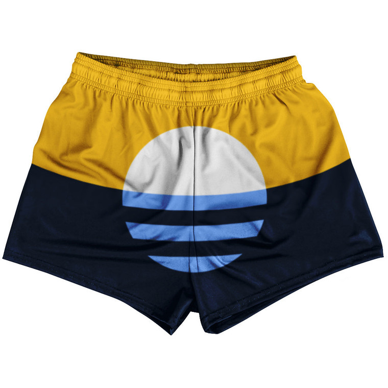 Milwaukee Flag Womens & Girls Sport Shorts End Made In USA - Yellow Navy