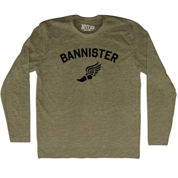 Bannister Track Running Winged Foot Adult Tri-Blend Long Sleeve T-shirt - Military Green