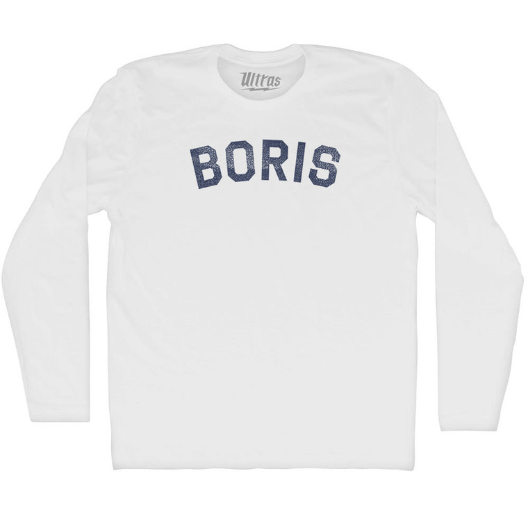 Boris Adult Cotton Long Sleeve T-shirt - White