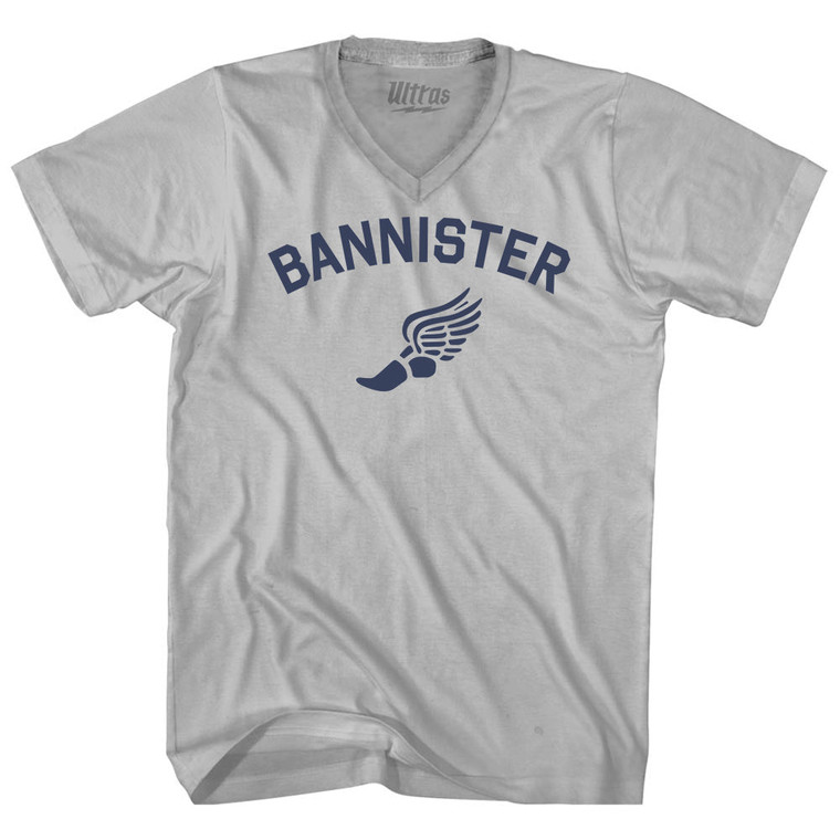 Bannister Track Running Winged Foot Adult Tri-Blend V-neck T-shirt - Cool Grey