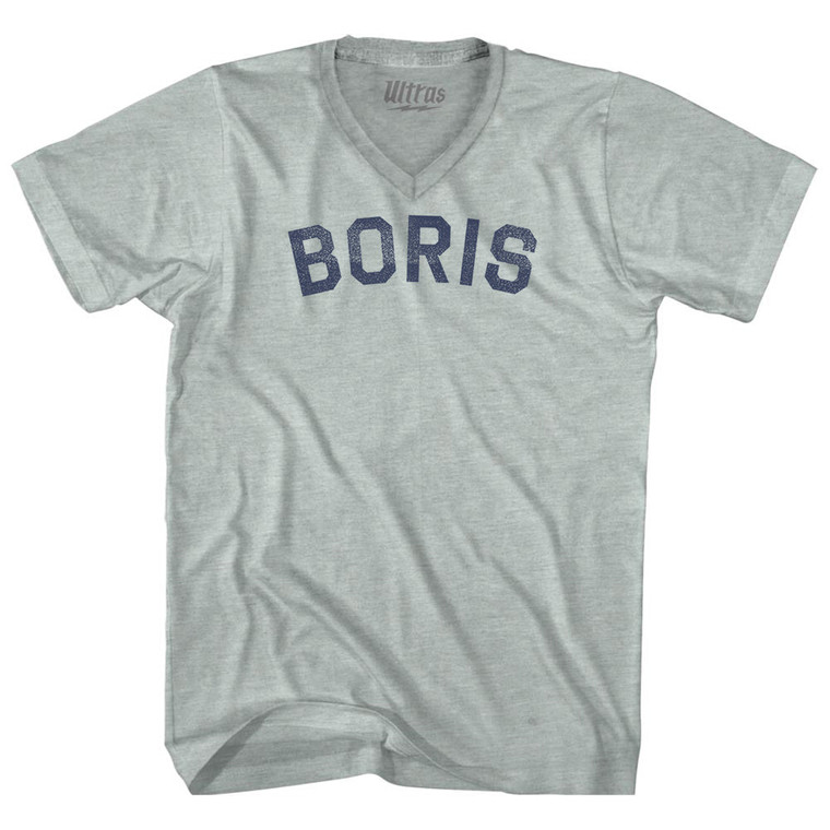 Boris Adult Tri-Blend V-neck T-shirt - Athletic Cool Grey