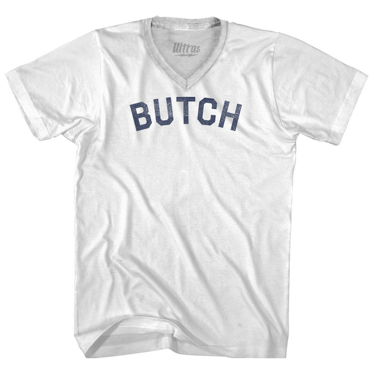 Butch Adult Tri-Blend V-neck T-shirt - White