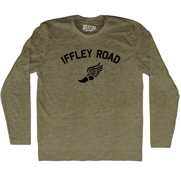 Iffley Road Track Running Winged Foot Adult Tri-Blend Long Sleeve T-shirt - Military Green