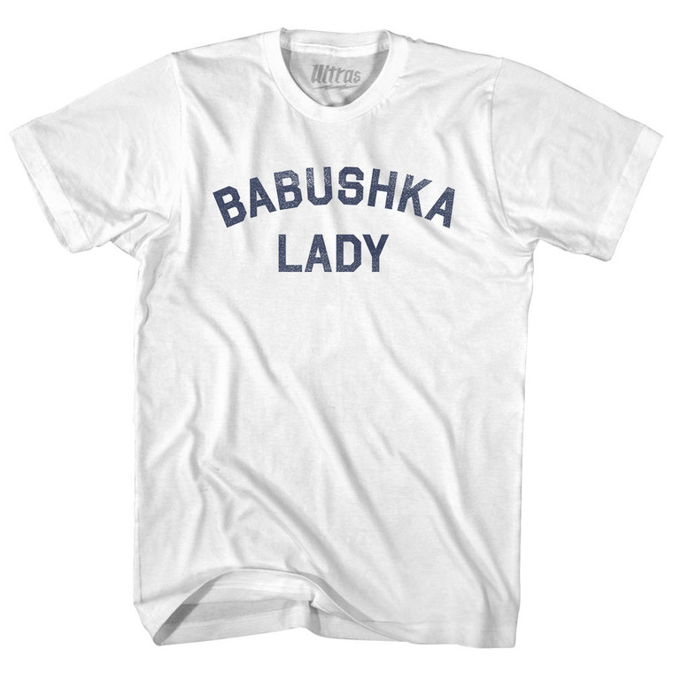 Babushka Lady Adult Cotton T-shirt - White