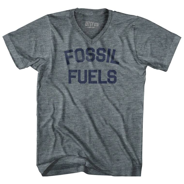 Fossil Fuels Adult Tri-Blend V-neck T-shirt - Athletic Grey