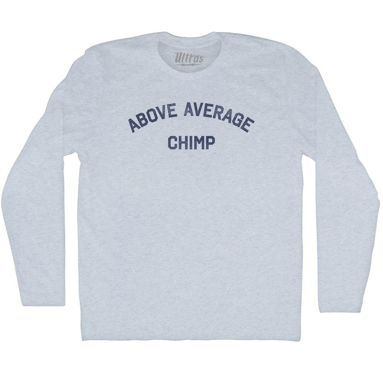 Above Average Chimp Adult Tri-Blend Long Sleeve T-shirt - Athletic White