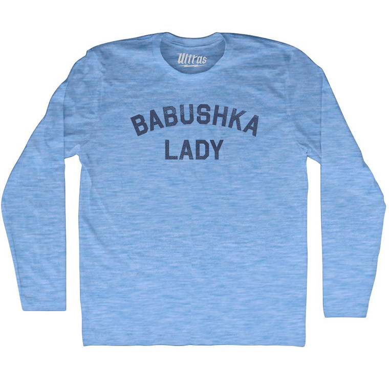 Babushka Lady Adult Tri-Blend Long Sleeve T-shirt - Athletic Blue
